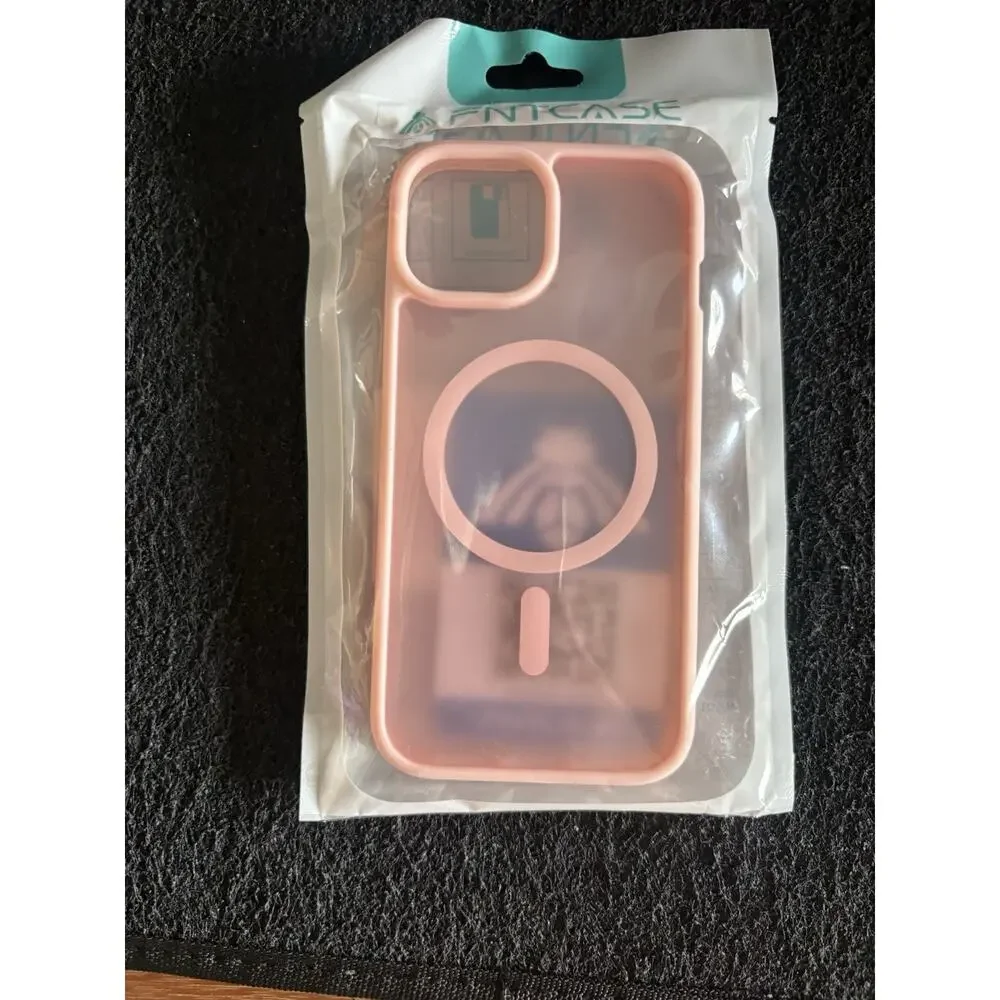 iPhone 15 14 13 Case Magsafe Compatible Shockproof Light Pink FNTCASE Matte